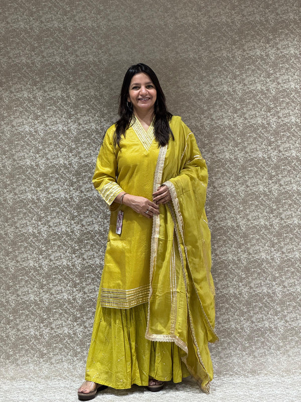 Greenish Yellow Sharara Set