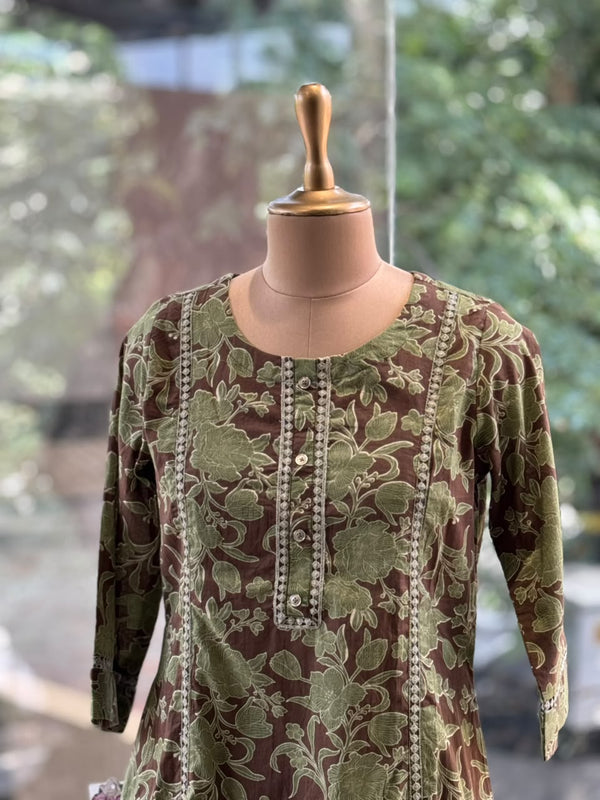 Brown Floral Print Tunic