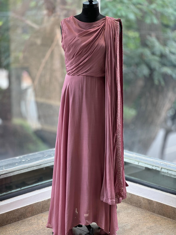 Mauve Side Drape Gown