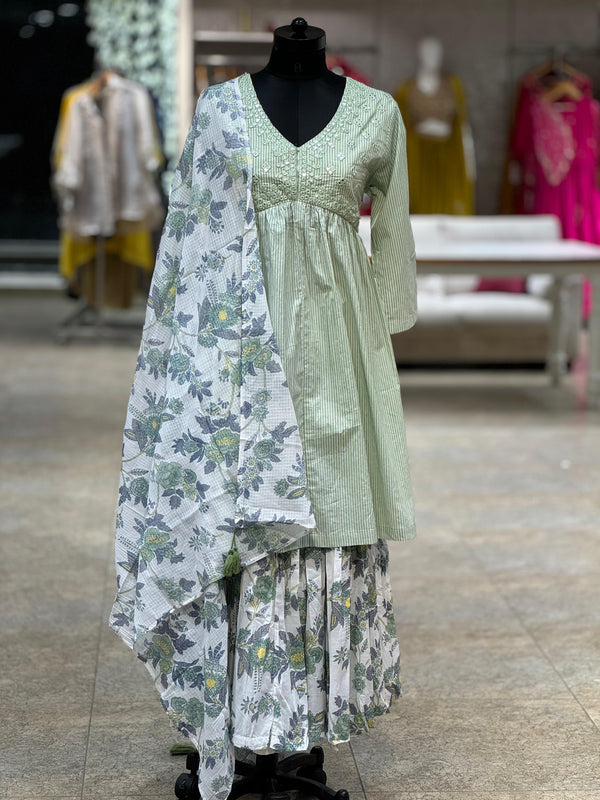 Green Sharara Set