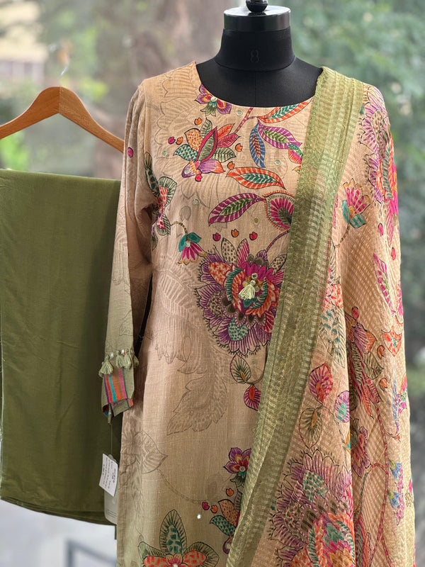 Beige Digital Printed Suit Set