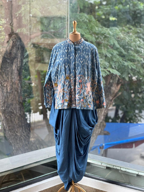 Light Blue Cowl Skirt Set