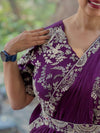 Purple Pre Drape Saree