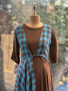 Brown Checks Asymmetrical Dress