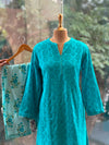 Pure Cotton Schiffli Farshi Kurta Set with Printed Pants
