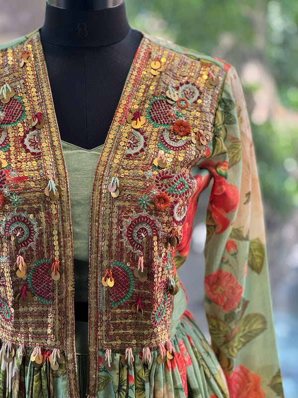 Green Floral Palazzo Set