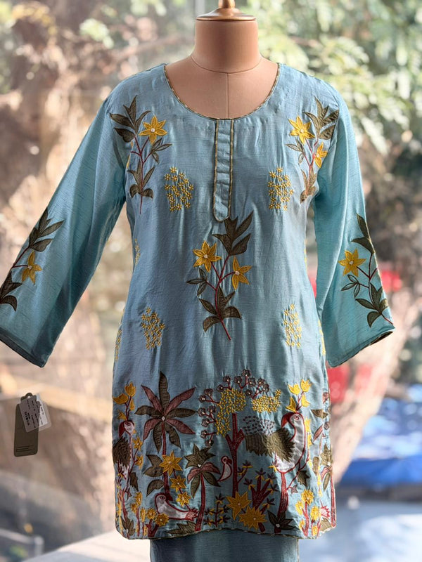 Powder Blue Patch work Co Ord