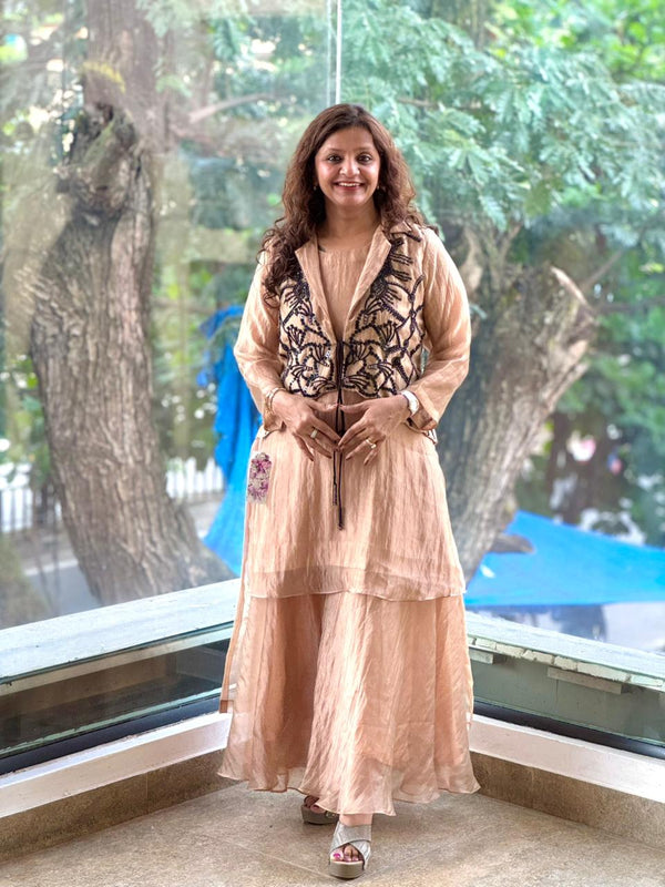 Brown Tissue Jacket Set