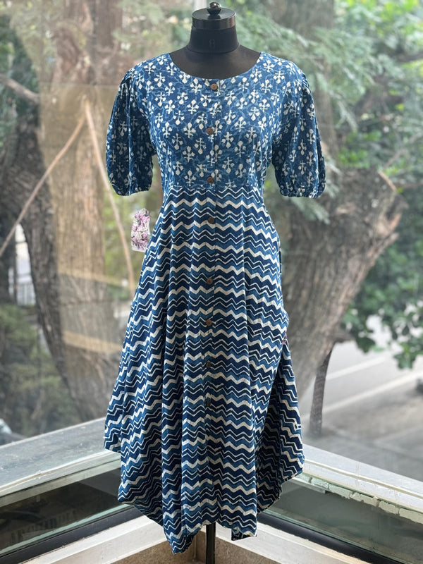 Indigo Printed Cowl Tunic