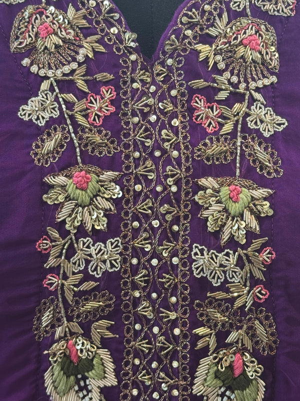 Purple Intricate Yolk Cape Set