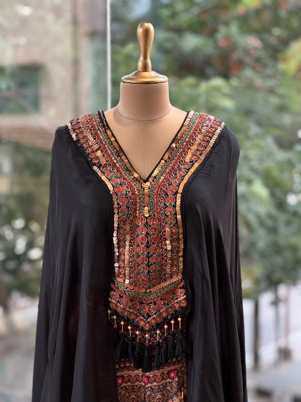 Black Cape Style Palazzo Set
