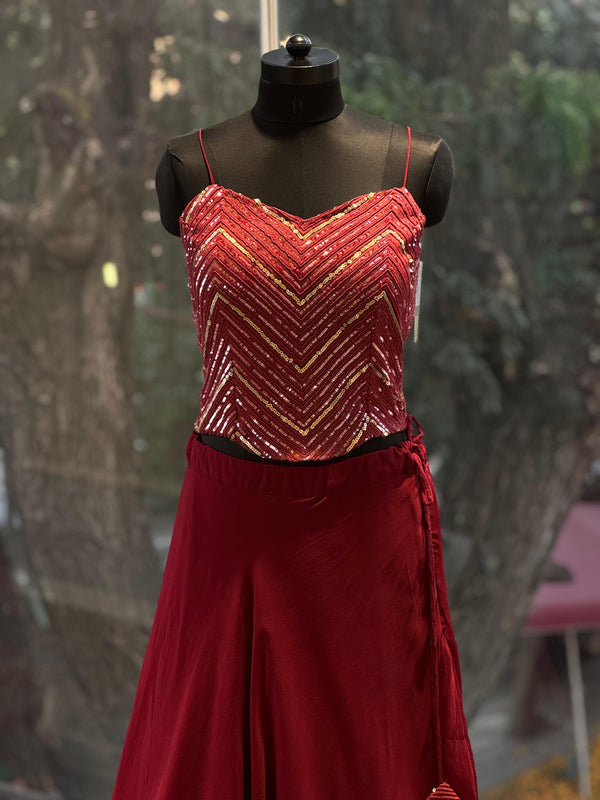 Maroon Taari Work Lehenga Set