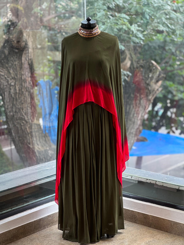 Green Shaded Cape Set