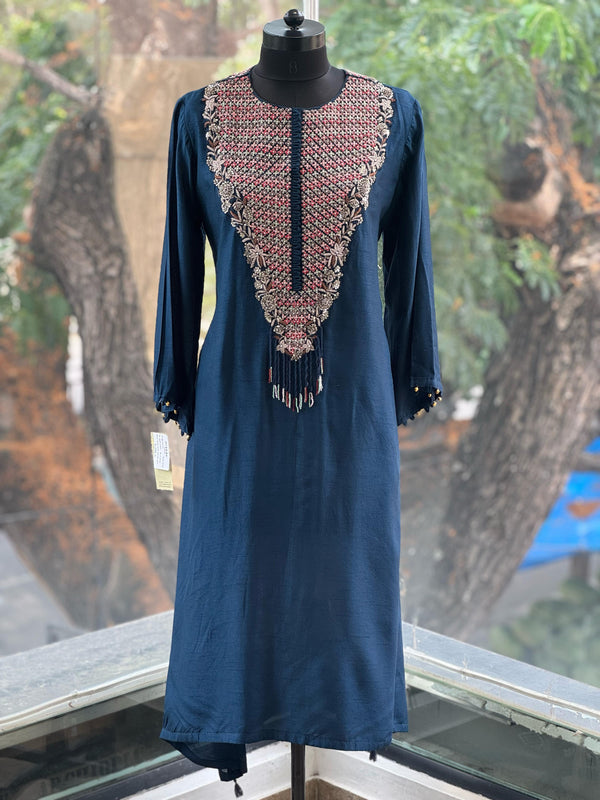 Blue Intricate Work Tunic