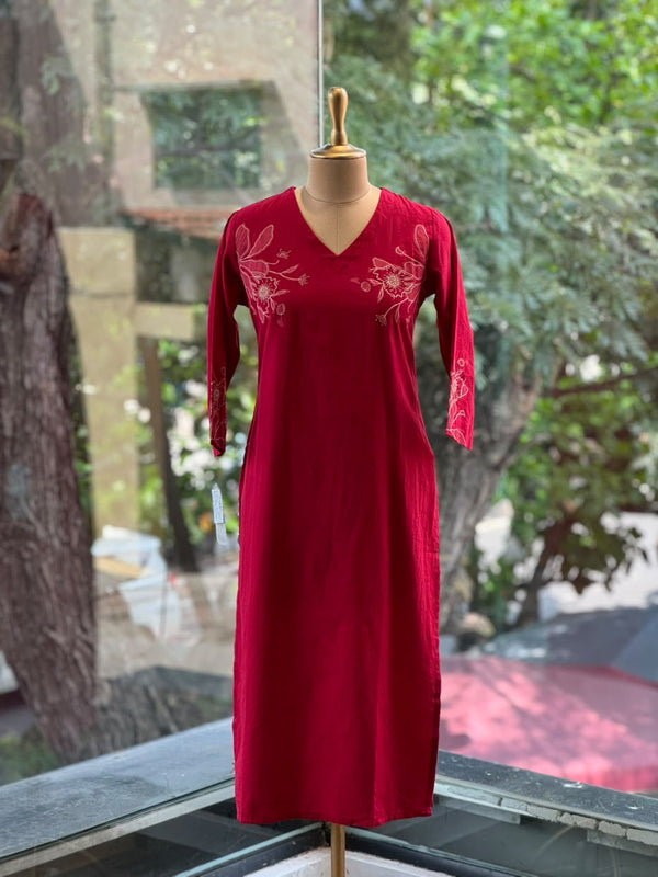 Red Patch Work Tunic