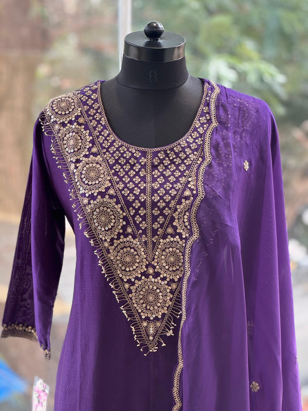 Purple Handwork Suit
