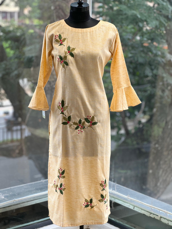 Yellowish Embroidered Tunic