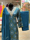 Blue Gota Neck Suit Set