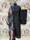 Black Floral Dupatta set