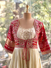 Crean/Red Bandhej Gown