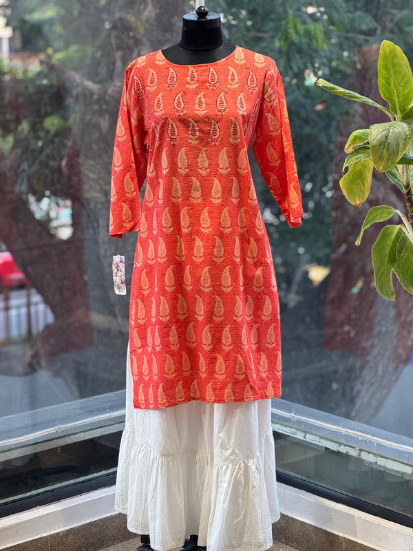 Rust Printed Sharara Set