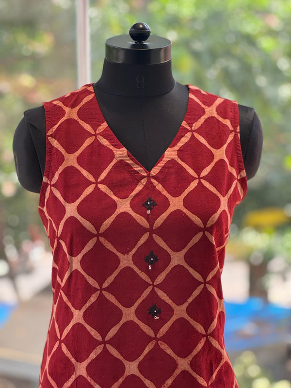 Red Sleeveless Tunic