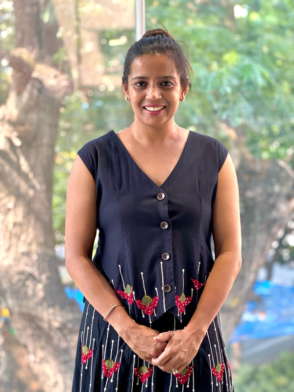 Black Handloom Cotton Skirt Set
