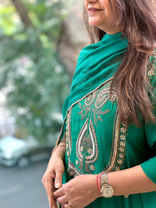 Emerald Green Dupatta Set