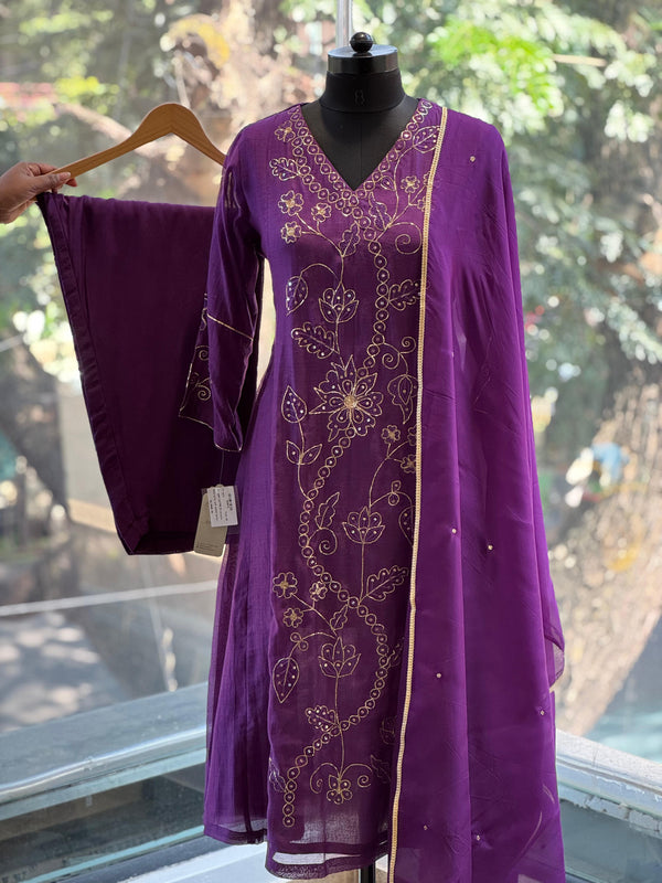 Purple Chanderi Suit