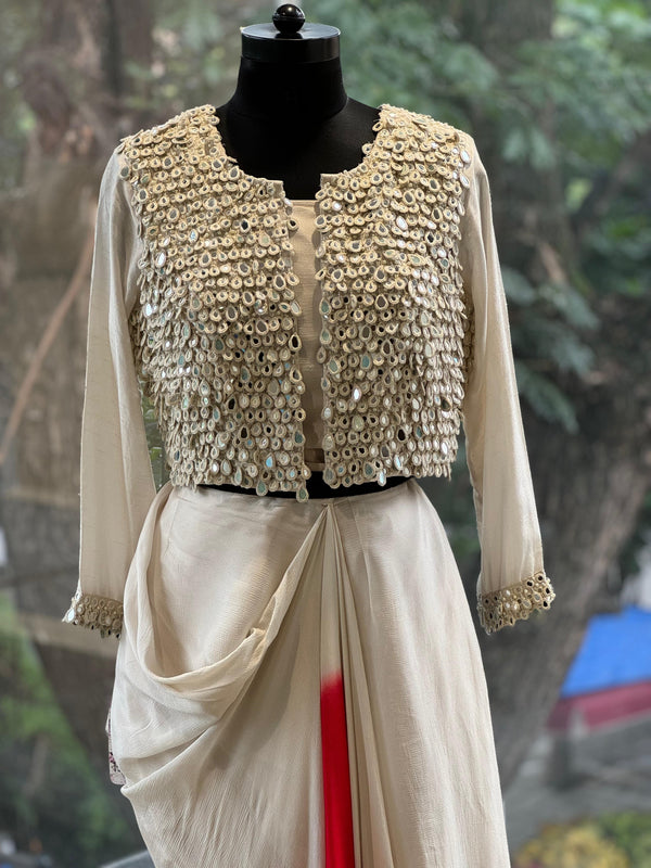 Off White Designer Made Cowl Skirt Set