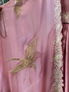 Pink Embroidered Cape Set