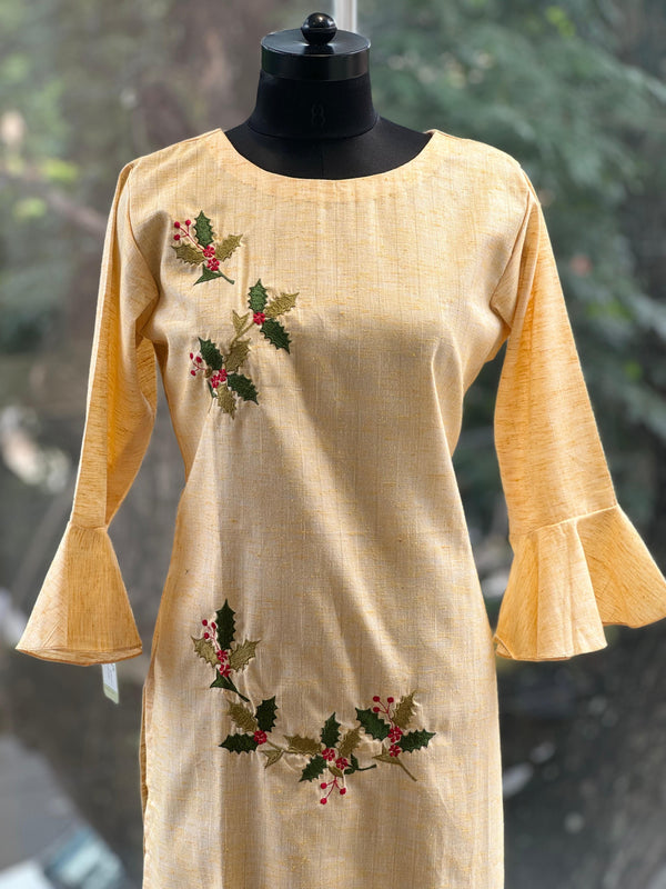 Yellowish Embroidered Tunic