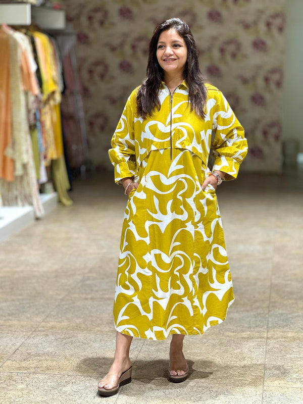 Yellow Abstract Print Tunic