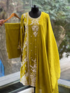 Green White Embroidery Suit