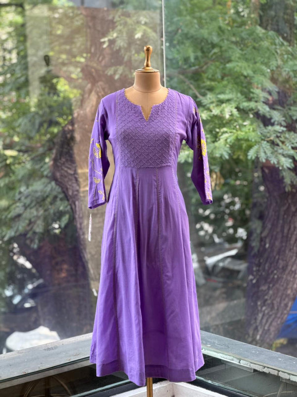 Purple Kota Dupatta Set