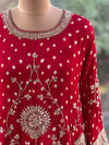 Red Bandhej Skirt Set