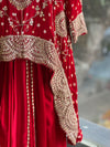 Red Bandhej Skirt Set