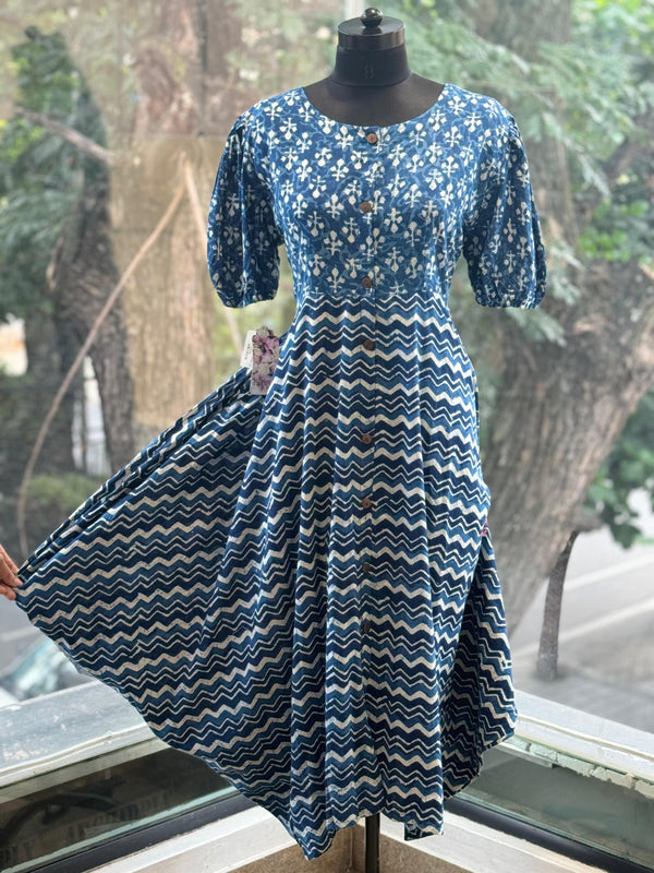 Indigo Printed Cowl Tunic