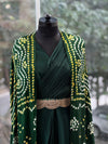 Green Bandhej Cape Set