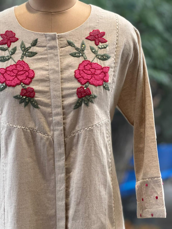 Beige Embroidered Tunic