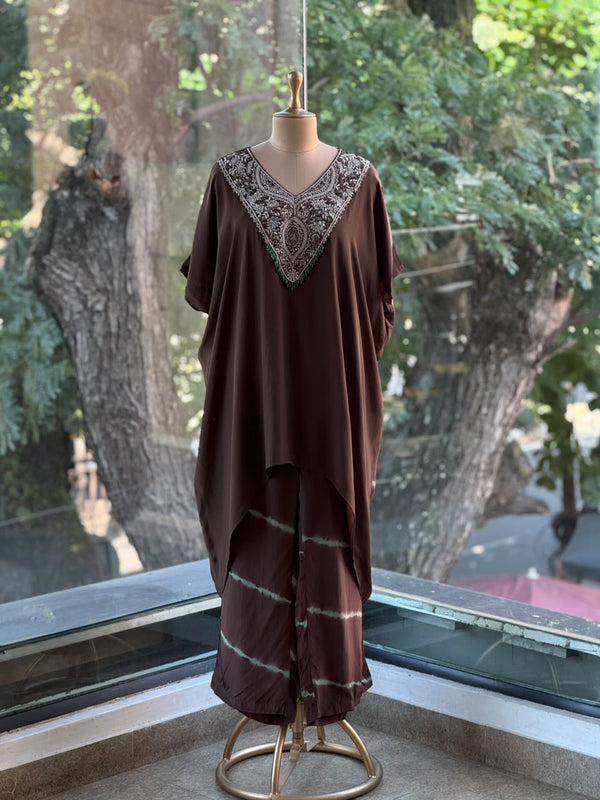 Brown Tye Dye Kaftan Set