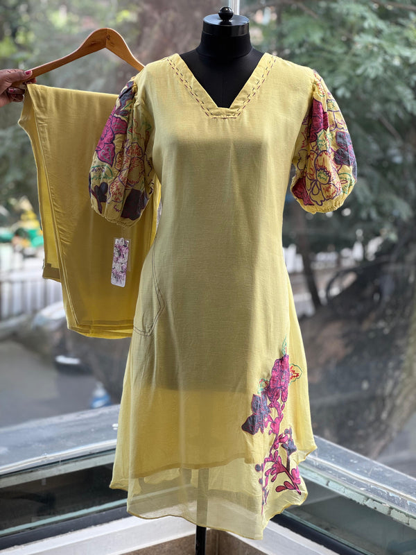 Yellow Embroidered Co Ord