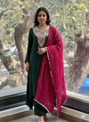 Green Crushed Dupatta Set