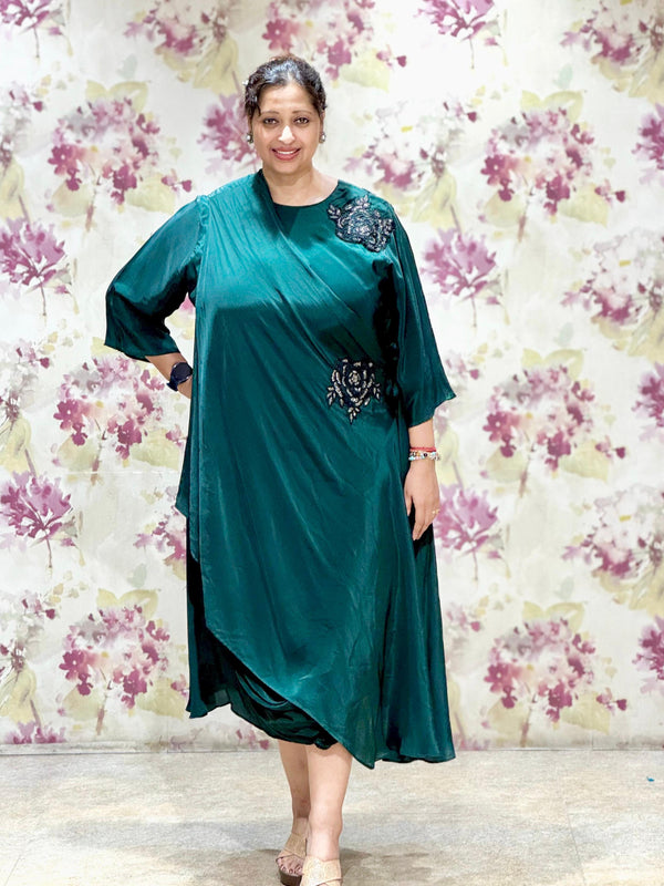 Bottle Green Drape Dress