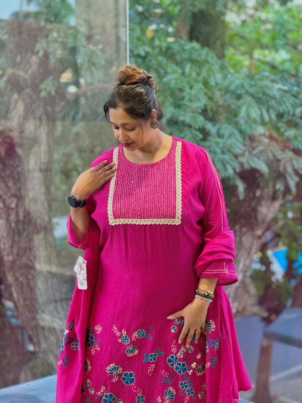 Rani Pink Dupatta Set