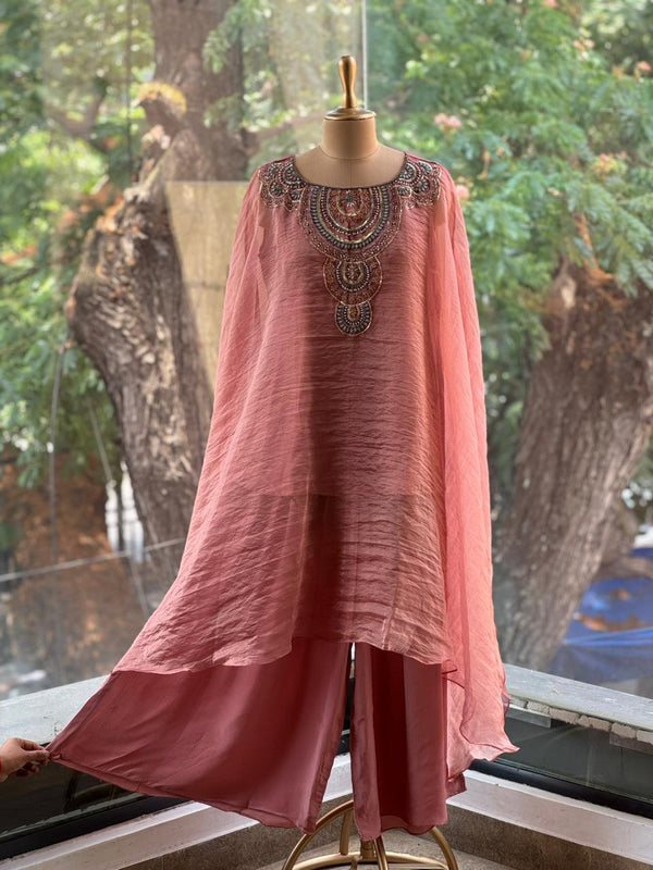 Rose Gold Glass Tissue Kaftan Co ord