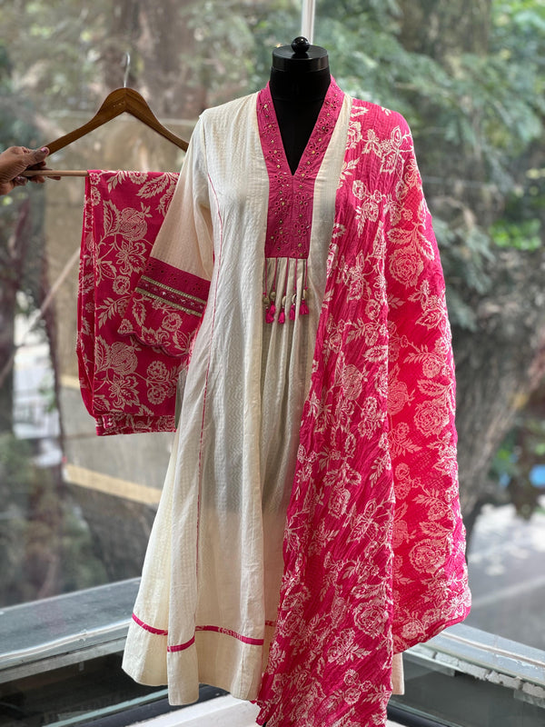 Off White Printed Dupatta Set