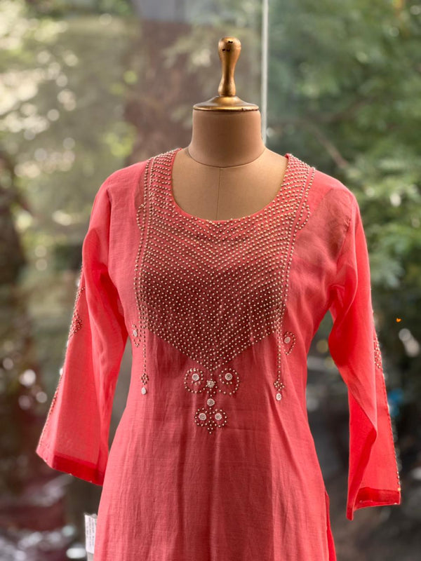 Peach Mul Knot Work Suit