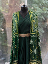 Green Bandhej Cape Set