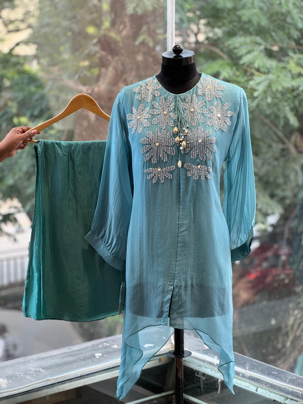 Blue Intricate Work Co Ord